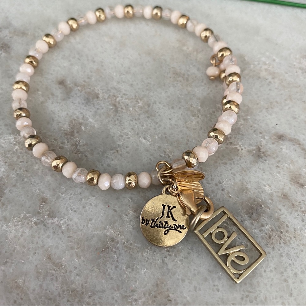 JK by Thirty One beaded charm love bracelet